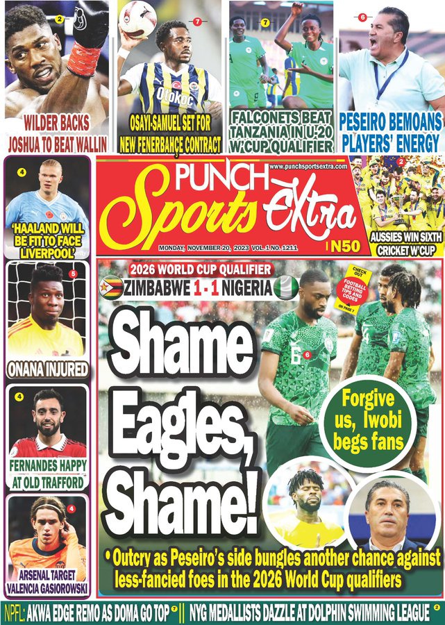 alpha1065fm's tweet photo. Newspaper 🗞️ #Headlines Monday Nov 20th 2023:
#SportsUpdate #BreakingNews 
#NigerianNews

(3) https://t.co/taretzc3qh
