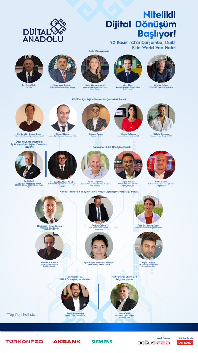 22 Kasım 2023 Çarşamba Günü saat 13.30'da Van Elite World Otel'de yapılacak Dijital Anadolu Projesi programına davetlisiniz. Kayıt ve program akışı için: dijitalanadolu.com 

<a href="/dogusifed_/">DOĞUSİFED</a> <a href="/MuslumErbayy/">Müslüm ERBAY</a>