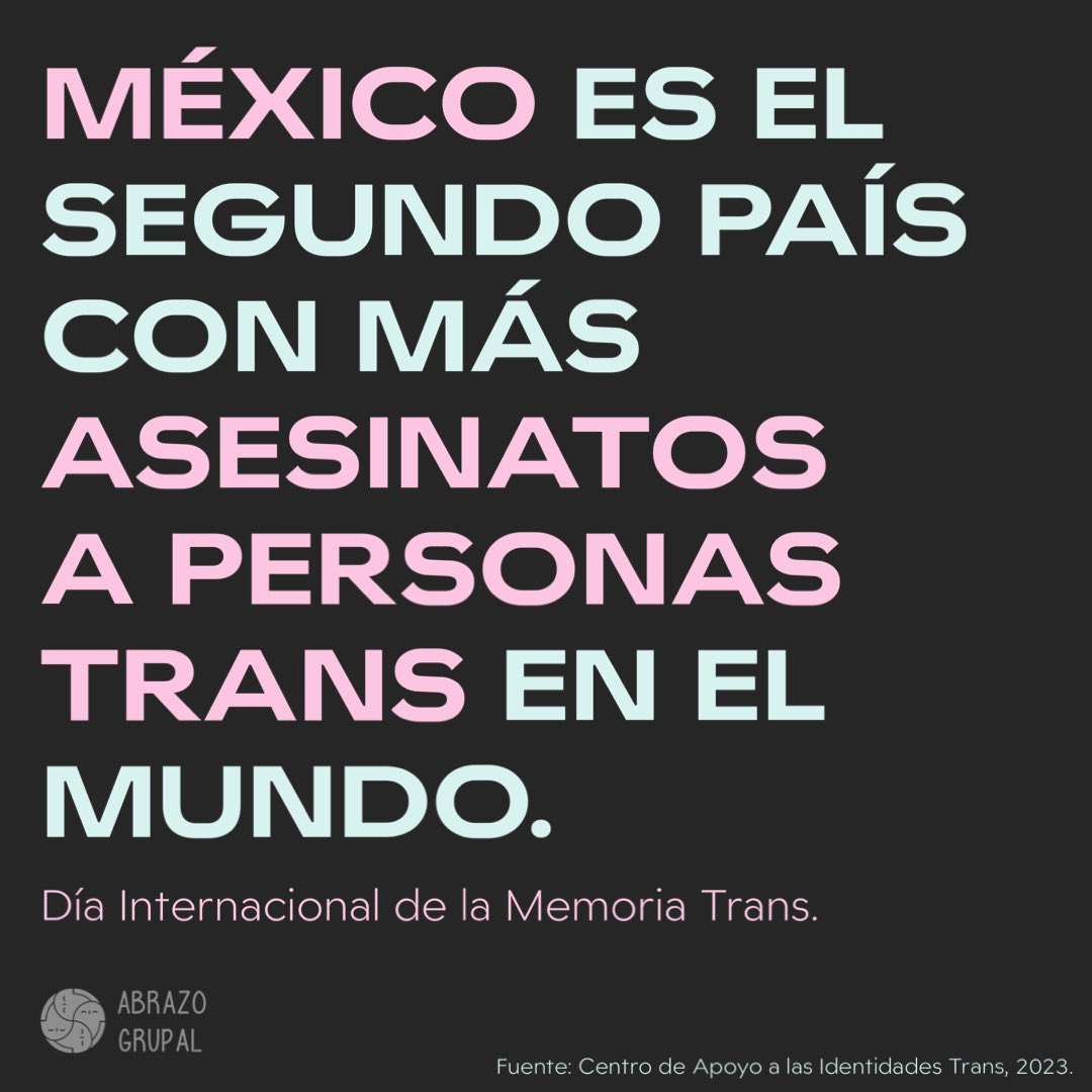 abrazo_grupal's tweet photo. No estamos completxs, nos hace falta cada una de las personas a las que hemos perdido por la transfobia y el odio. 🏳️‍⚧️🔥

Este #DíaDeLaMemoriaTrans es un recordatorio de que JAMÁS puede parar la exigencia de justicia. 🩵🩷🤍🩷🩵 https://t.co/Zfa6hmOmUU