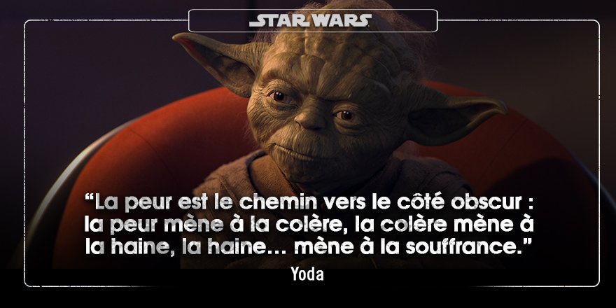 Je ne pense plus beaucoup poster ici à l’avenir, et pour sans doute un dernier tweet je voulais vous partager cette pensée de Yoda.
Raison souvent Yoda a