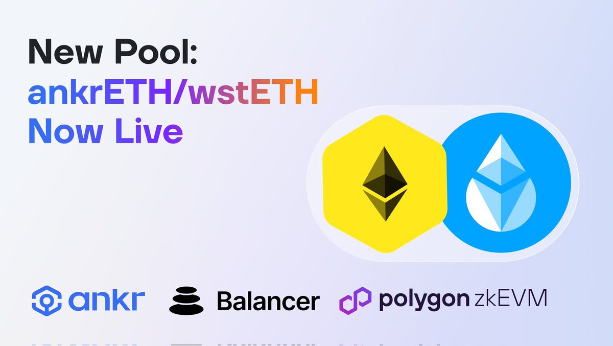 kul_jessella's tweet photo. ⚡#ankrstaking New Pool Launch on Polygon zkEVM!
#ANKR's new pool on @Balancer serves as an opportunity for you to elevate your $ETH yields.🌾
Stay tuned as the rewards will start flowing soon.👀
#web3 #Crypto |Igbo https://t.co/9IAdPeCIEQ