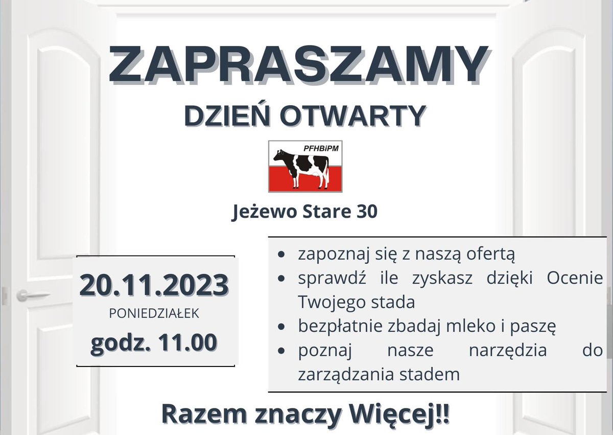PZHBiPM_'s tweet photo. Co wiesz o Ocenie Wartości Użytkowej Bydła? Warto? Co możesz zyskać?  🐄🐄🐄Sprawdź sam!! 🤚

Już dziś  zapraszamy na Dzień Otwarty do siedziby RO Wschód w Jeżewie Starym. https://t.co/TxrG13QQ1e