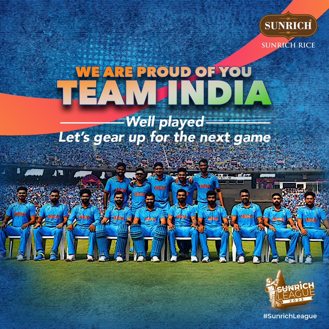 SunrichRice's tweet photo. Well played, Team India. Our spirits are bruised, but the dream lives on.
Time to get ready for the next game.
#SunrichCompanies #SunrichGroup #SunrichRice #TeamIndia #CricketSpirit #NeverGiveUp #NextGameOn #BleedBlue #CricketDreams #KeepFighting #ChaseTheDream #CricketFans https://t.co/ZLBI77xToA