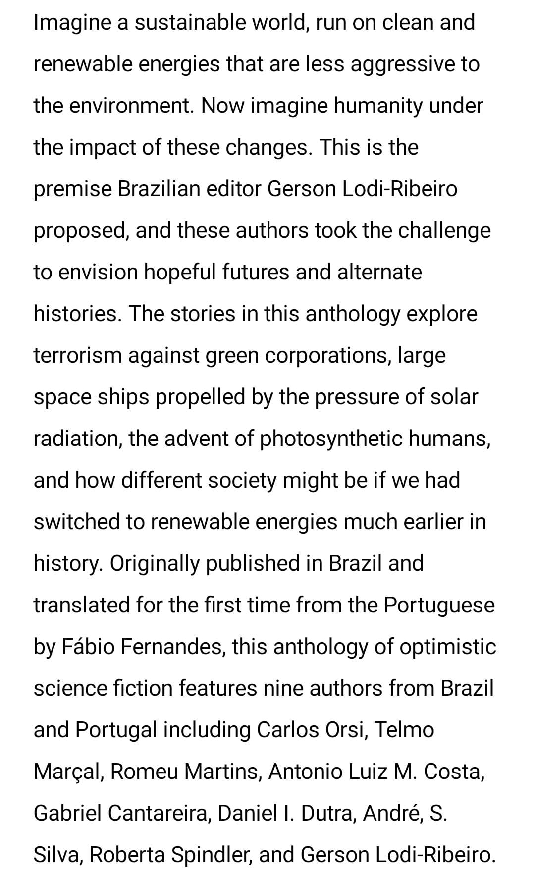 Solarpunk: Ecological and Fantastical Stories in a Sustainable World by  Gerson Lodi-Ribeiro