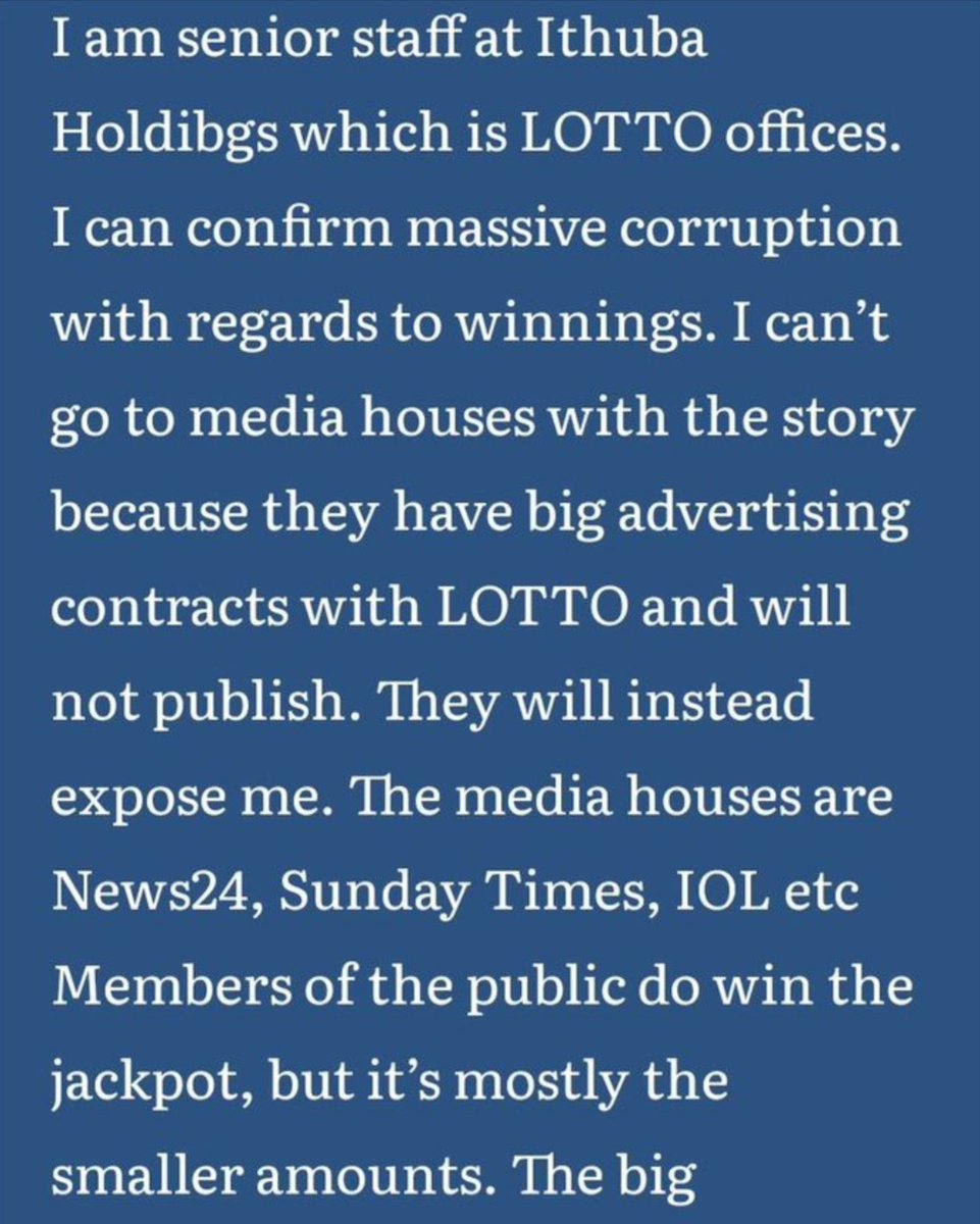 's tweet image. Lottery South Africa is a criminal hub.