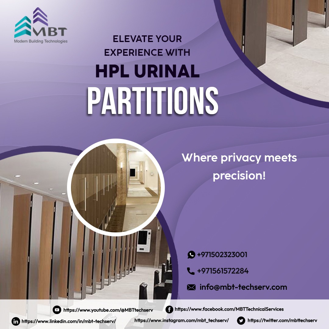 mbttechserv's tweet photo. 🌟 Elevate Your Restroom Experience with MBT's HPL Urinal Partitions! 

🔍 Find out more here: https://t.co/6UrUcyD5vW
📱 WhatsApp: +971502323001
📞 Call: +971561572284
📧 Email: info@mbt-techserv.com

#mbt #hplurinalpartitions #hplcubicles https://t.co/rW6tO01DiF