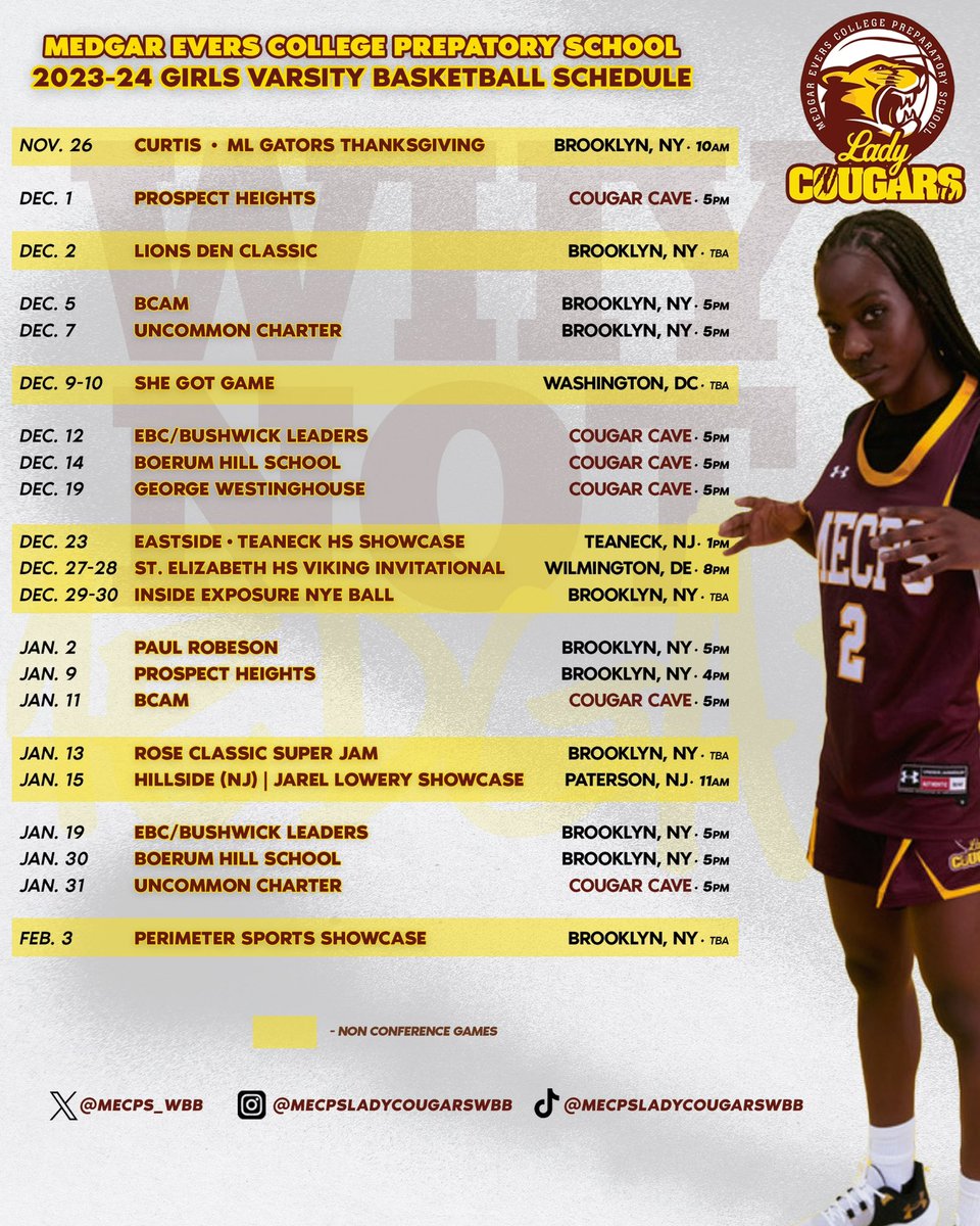 OUR 2023-2024 LADY COUGARS SCHEDULE. #WHYNOTMEDGAR