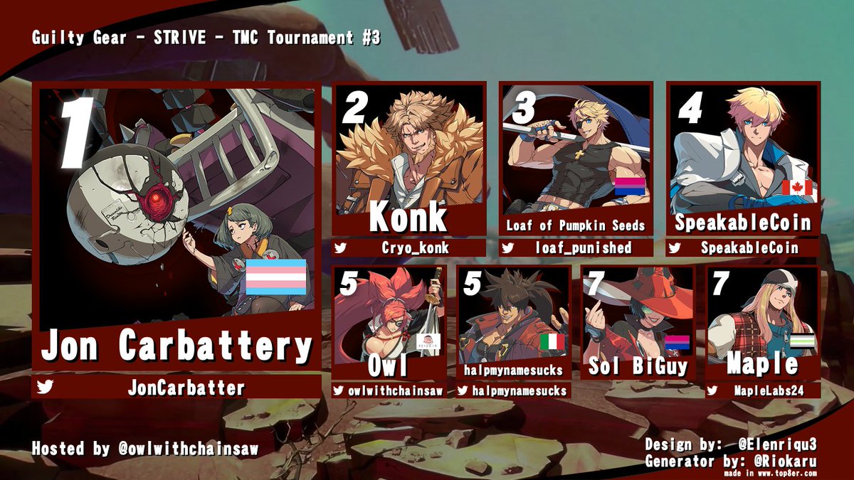 Was able to beat carbattery in winners finals but couldn't hold off the bed forever, still happy with this for first tournament since august (no flag gang)