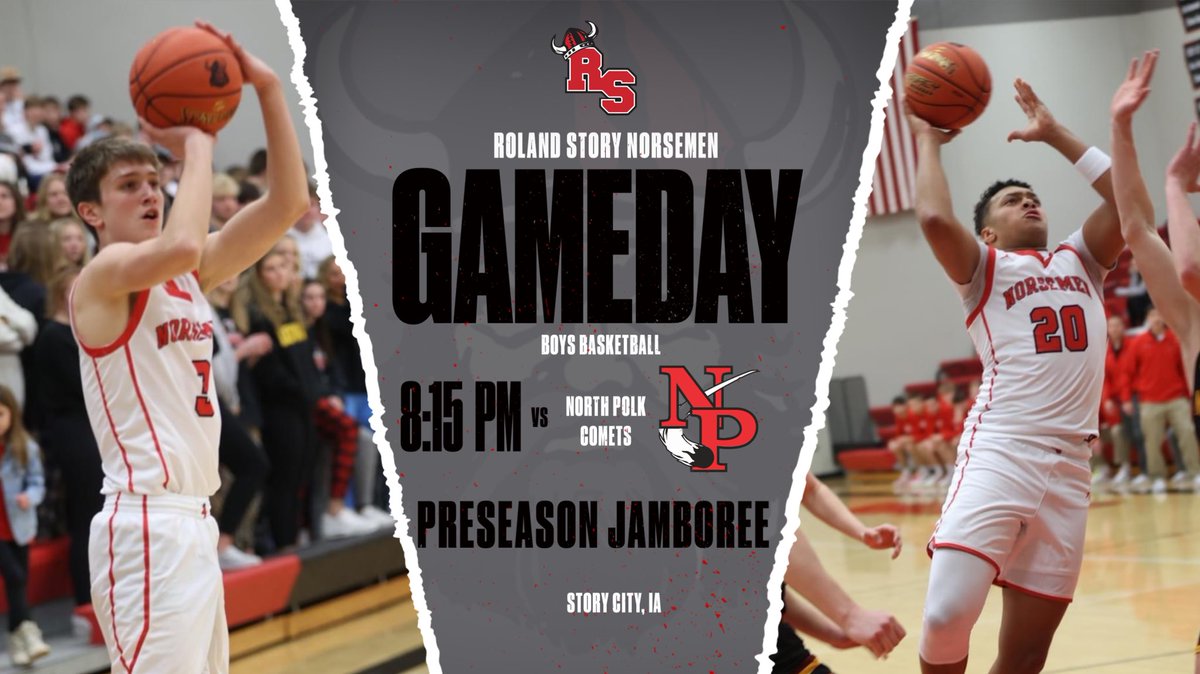 You can get your first look at your Roland Story boys basketball Monday night in Jamboree held at Norsemen Gym. 

Two quarters will tip @ 8:15 (ish) vs North Polk. 

Coach <a href="/DarrinBerggren/">Darrin Berggren</a> will be the defending HOIAC champions and look to repeat a state tourney bid. 

<a href="/RS_Norsemen/">Norsemen Athletics</a>