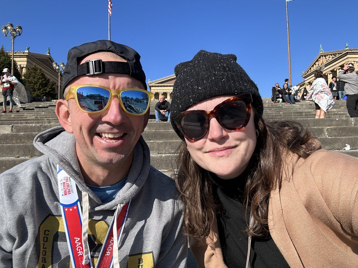 Philadelphia Marathon 2023. Finished at the Rocky steps but too tired to climb them after.