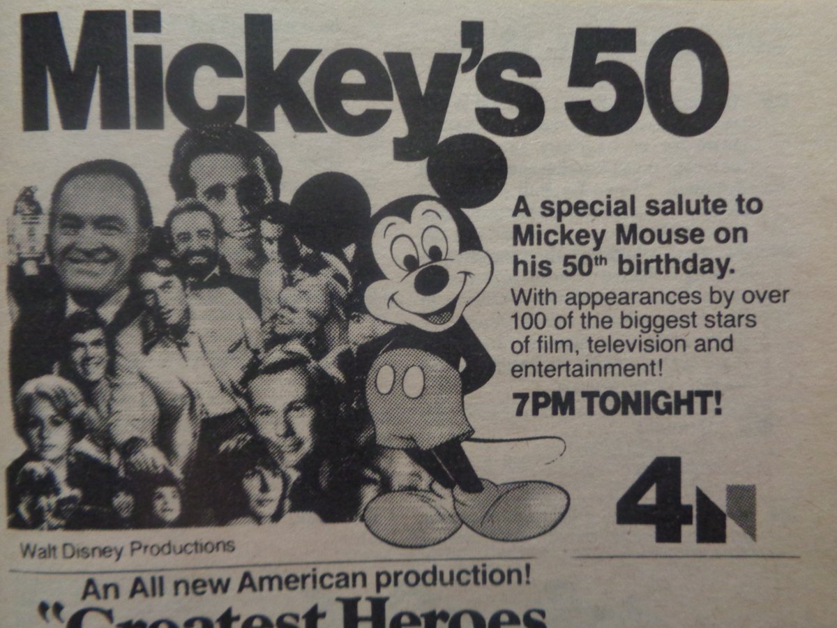 btoandbatbooks's tweet photo. TV Listing of Yore:  "Mickey's 50" was on NBC at 7PM EST #OTD in 1978.  #MickeMouse https://t.co/b9rsYwuZBR
