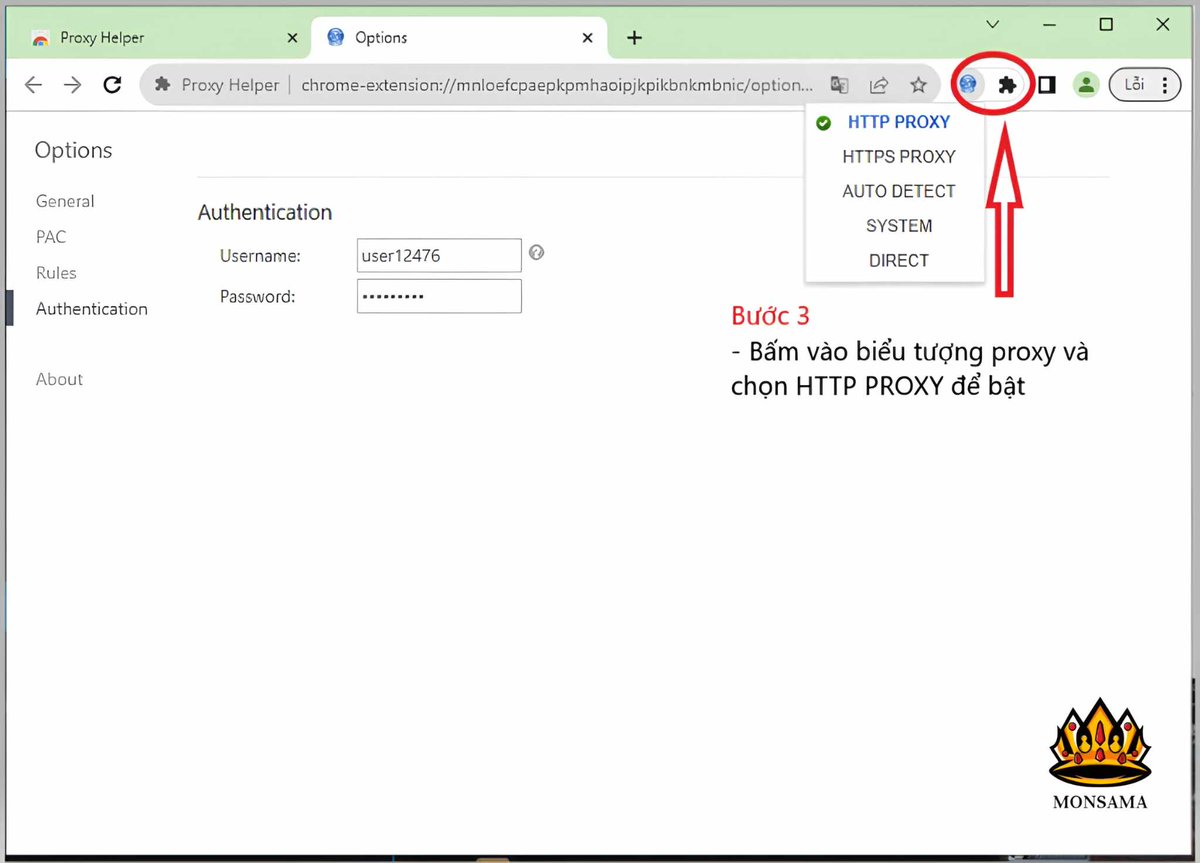 MonsamaMMO's tweet photo. Góc chia sẻ  👻

Bài viết này dành cho các bác chưa biết  fake ip trên chome bằng proxy.

Proxy Helper là một tiện ích mở rộng cho trình duyệt Chrome giúp mọi người có thể fake sang một ip khác để sử dụng với nhiều mục đích như nuôi nhiều tài khoản Facebook, zalo hay có thể là X 😅... cũng như việc cheat các kèo air drop, cheat ref mà bị giới hạn địa chỉ IP. Truy cập các trang web bị chặn ở khu vực của các bác, tải các nội dung giới hạn lượt tải ...vv . Nói chung là lắm tác dụng 🤣
Khi mua proxy (sẽ mua theo tháng và giá trung bình sẽ từ 20-40k tùy vào loại cũng như chất lượng proxy )  sẽ có định dạng : IP: PORT : USERNAME : PASSWORD

1⃣Cài đặt Proxy Helper
Mở trình duyệt Chrome và truy cập cửa hàng Chrome trực tuyến hoặc Tìm kiếm "Proxy Helper" và nhấn nút "Thêm vào Chrome".

2⃣Thêm thông tin proxy
Sau khi cài đặt Proxy Helper, biểu tượng của tiện ích sẽ xuất hiện trên thanh công cụ của Chrome. Nhấp chuột phải vào biểu tượng và chọn "Settings".

3⃣Kích hoạt proxy
Sau khi đã nhập thông tin proxy, bạn cần kích hoạt proxy bằng cách nhấp vào biểu tượng trên thanh công cụ và chọn kích hoạt.

Chúng ta có thể tạo nhiều cửa sổ chome khác nhau mỗi chome sử dụng 1 proxy để phục vụ mục đích tối ưu nhất trong việc kiếm xèng. Chúc các bác kiếm được nhiều kèo ngon và nếu thấy bài viết có ích cho e xin 1 tim nhé 😉.
