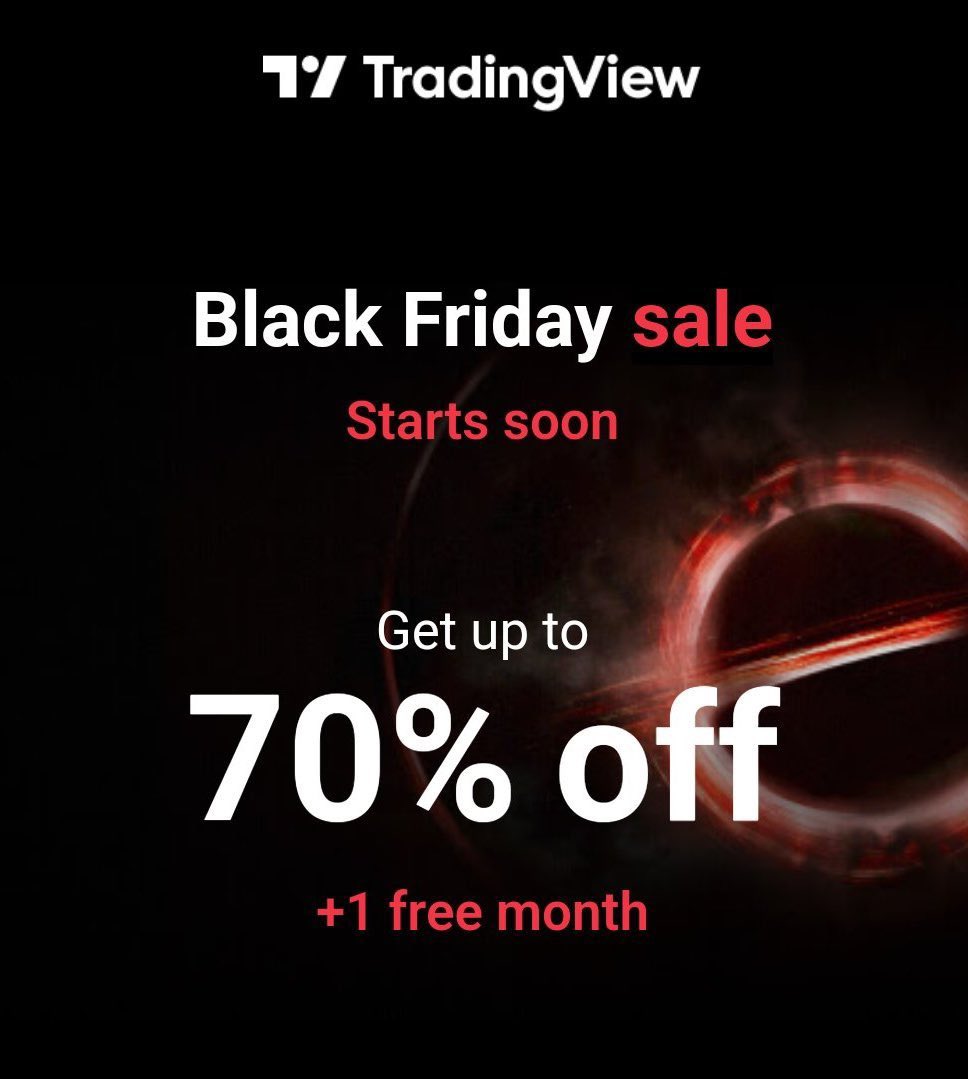 3 GIVEAWAY of TradingView Plans

⭐1 Plus Plan
⭐1 Premium Plan
⭐1 Essential Plan

3 Lucky Followers will get one of the above plans for FREE

CRITERIA :
❤️Like
♻️Retweet
⌨️Comment Our Any Old Chart Tweet which helped you

✅Black Friday Sale Link : tradingview.com/?aff_id=119543