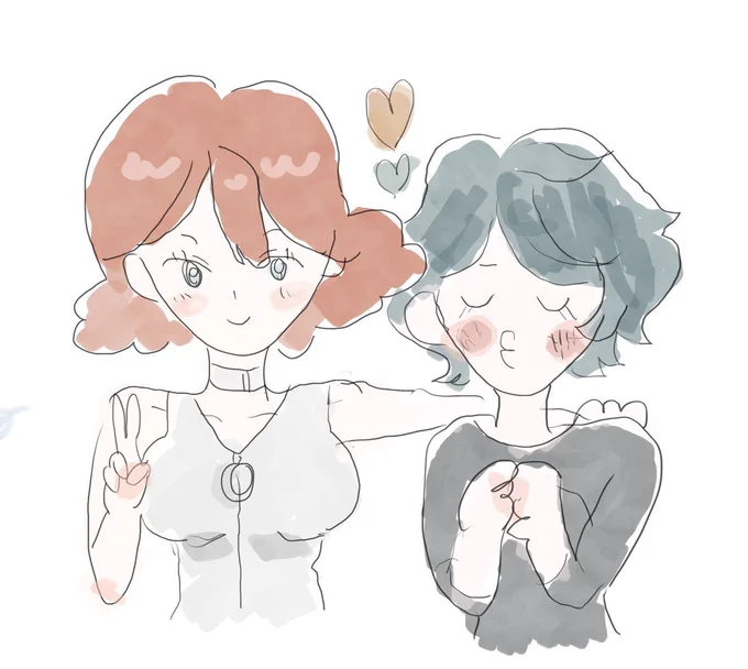 友達が描いてくれたノレソフィ可愛いノレアはソフィのこと好きなんだよって言ったらこの顔描いてくれた 