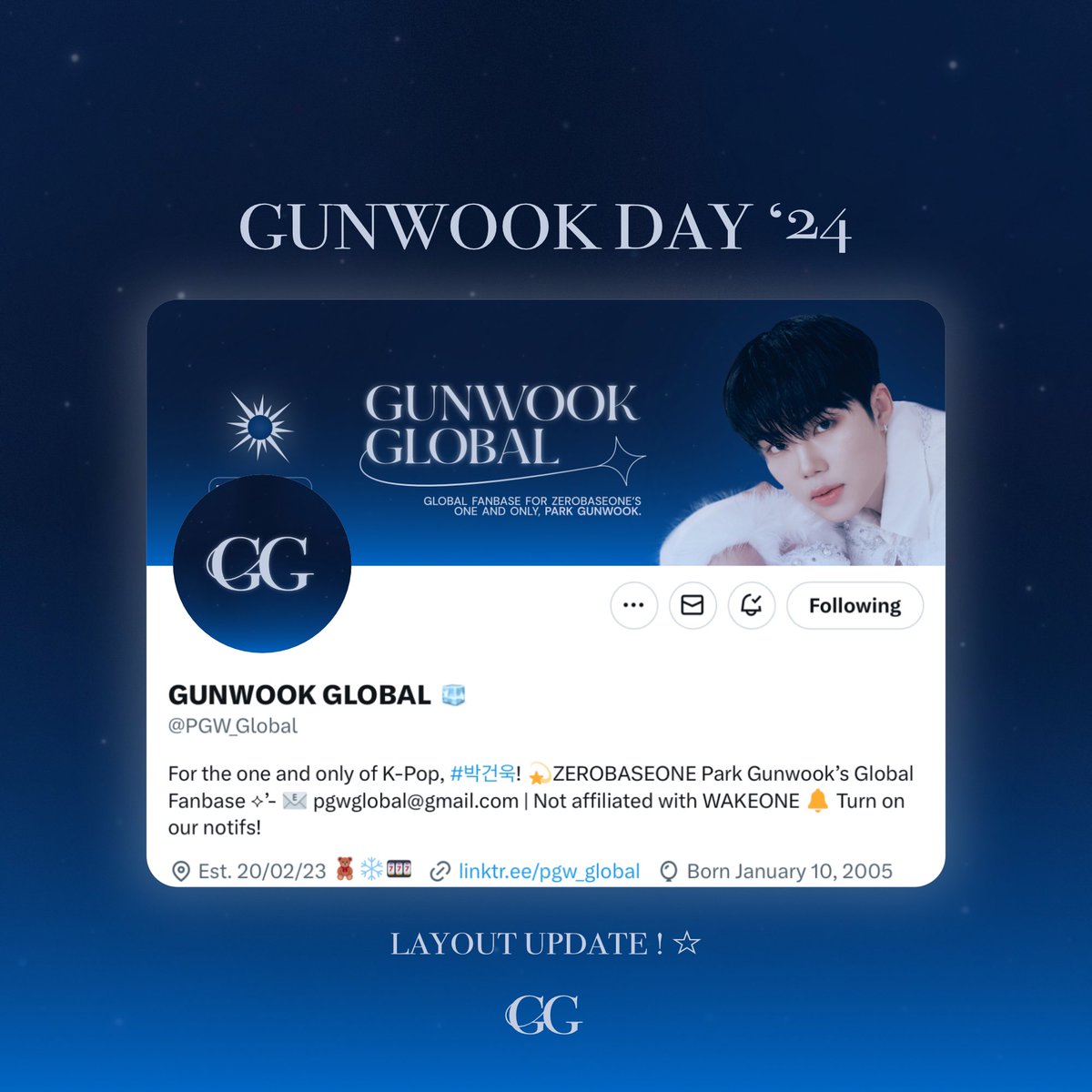 [LAYOUT UPDATE]

To match our Message Book for Gunwook’s Birthday, we have updated our layout! 🥹💙

Don’t forget to submit your letters to Gunwook through the following form. 🔗 docs.google.com/forms/d/e/1FAI…

Primary Submission Period 📆 11.15 - 11.31 at 11:59 PM (KST)
Late Submission