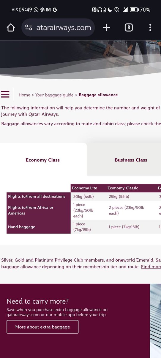 VezzaThomas's tweet photo. @britishairways Your colleagues at @qatarairways don’t even know their own rules on luggage. Got stung $255 in “excess luggage fees” for my sporting equipment that weighed 1.5kg and I was booked as Economy Classic which also states I can have two pieces 🙄 #nothappycustomer https://t.co/6GRJy91TtY