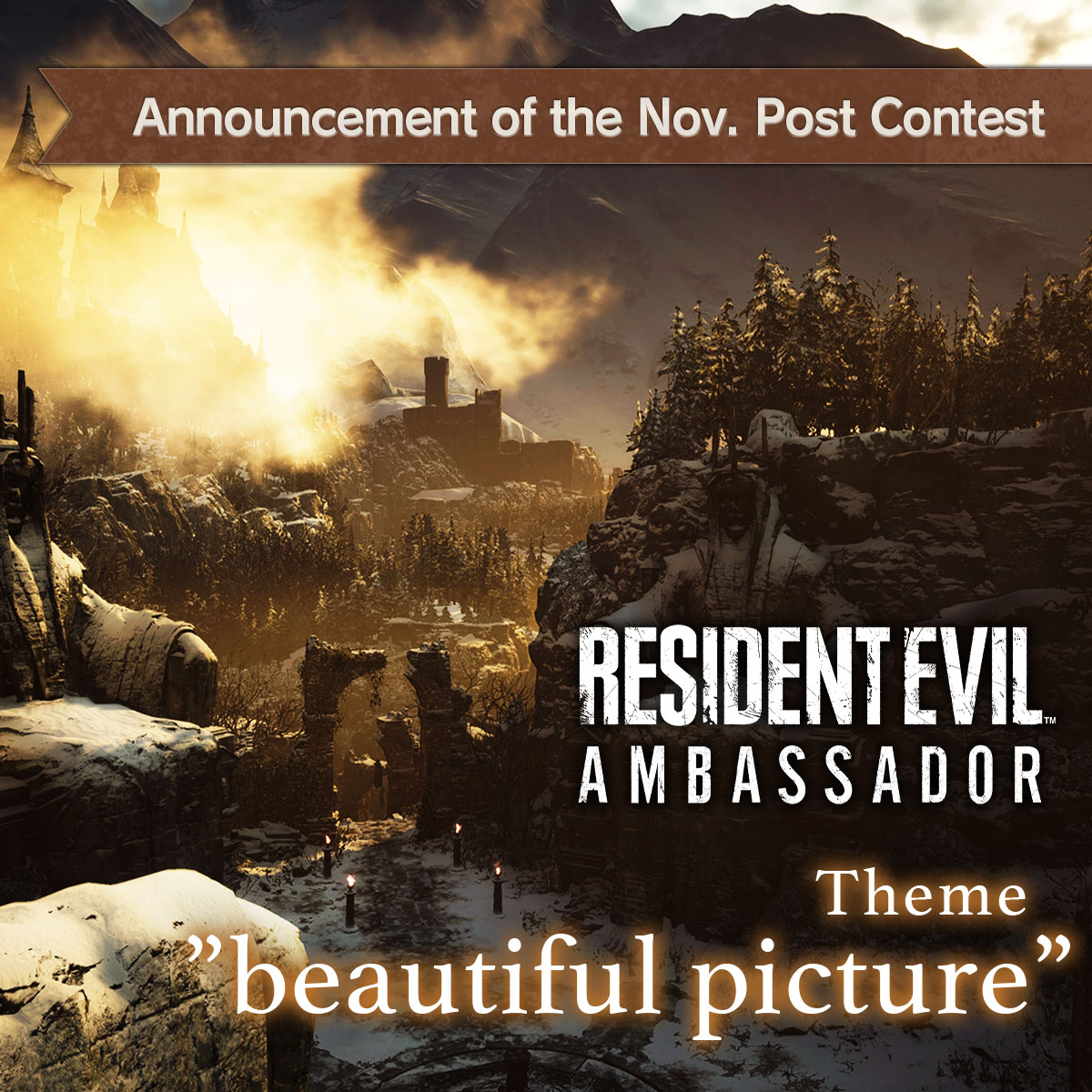 #ResidentEvil Post Contest

This particular contest is themed around breathtaking beauty!

The best posts submitted in the contest will be reposted and shared with others, as well as earn the posting accounts an original plastic file holder. 

Take a breathtakingly beautiful