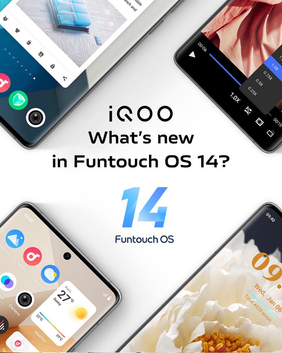 iqoo_id's tweet image. Upgrade terbaru dalam #FuntouchOS14 hadirkan beragam keunggulan untuk mendukung user experience-mu bersama #iQOO setiap saat.
#FuntouchOS14 #iQuestOnandOn #Android14