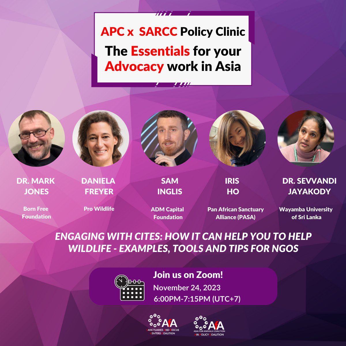 The APC Policy Clinic is back with panel discussion, 'Engaging with @CITES: How it can help you to help #wildlife - Examples, tools & tips for NGOs' 📅Nov 24 ⏲️7:00PM (HKT) 📕More info: tinyurl.com/yh4js3pw ✍️Register: asiaforanimals.com/policy-clinic-… #endangeredspecies #conservation