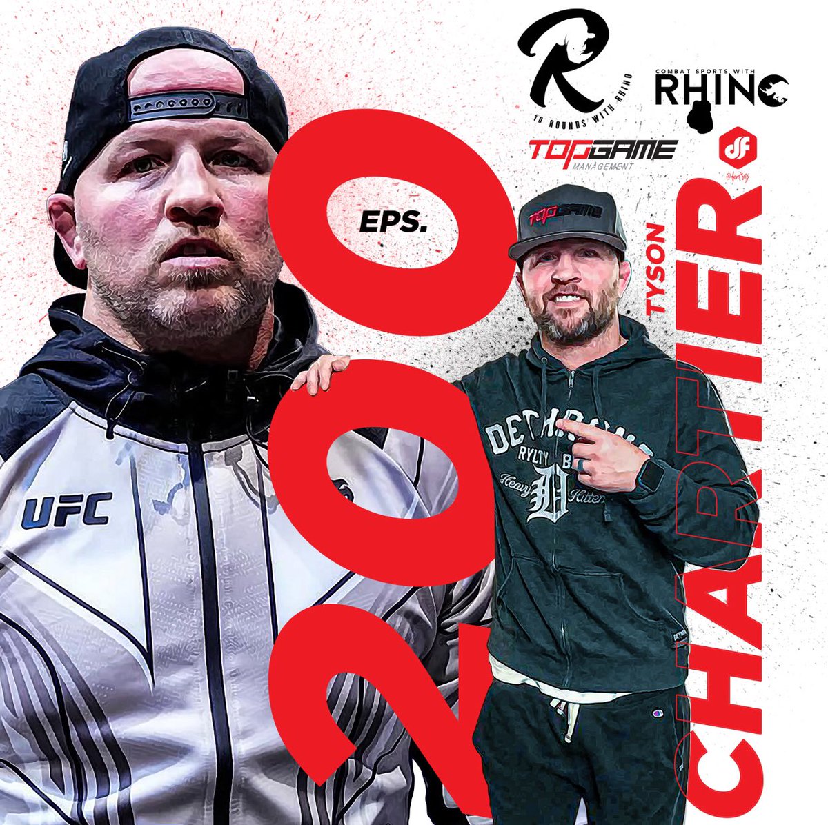 ComSportswRhino's tweet photo. Ep 200 is up #MMATwitter & Fight Fam!! We’ve got coverage from #LFA172 #Bellator301 #UFCVegas82 our Dotn, Q&A w the 🦏Gang PLUS head coach of the @NECartelMMA @TysonChartier goes 10rds with Rhino! Art by @davefretz 🔥 #MMA @TopGameMGMT https://t.co/RzpYtV8grG https://t.co/lLl83I04SM