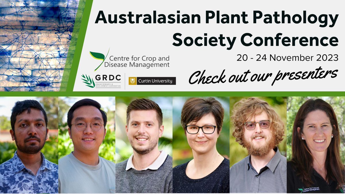 The #APPS2023 Conference starts today! 🌱 <a href="/Plant_Pathogens/">Plant Pathogens (APPS)</a> 
If you're over in Adelaide, be sure to check out some of our CCDM staff and students who will be presenting and displaying posters across the five days 🧬 
<a href="/MohitulHossain/">Mohitul Hossain</a> <a href="/CuongVHan/">Viet-Cuong Han</a> <a href="/toby_e_newman/">Toby Newman</a> @lab_katz