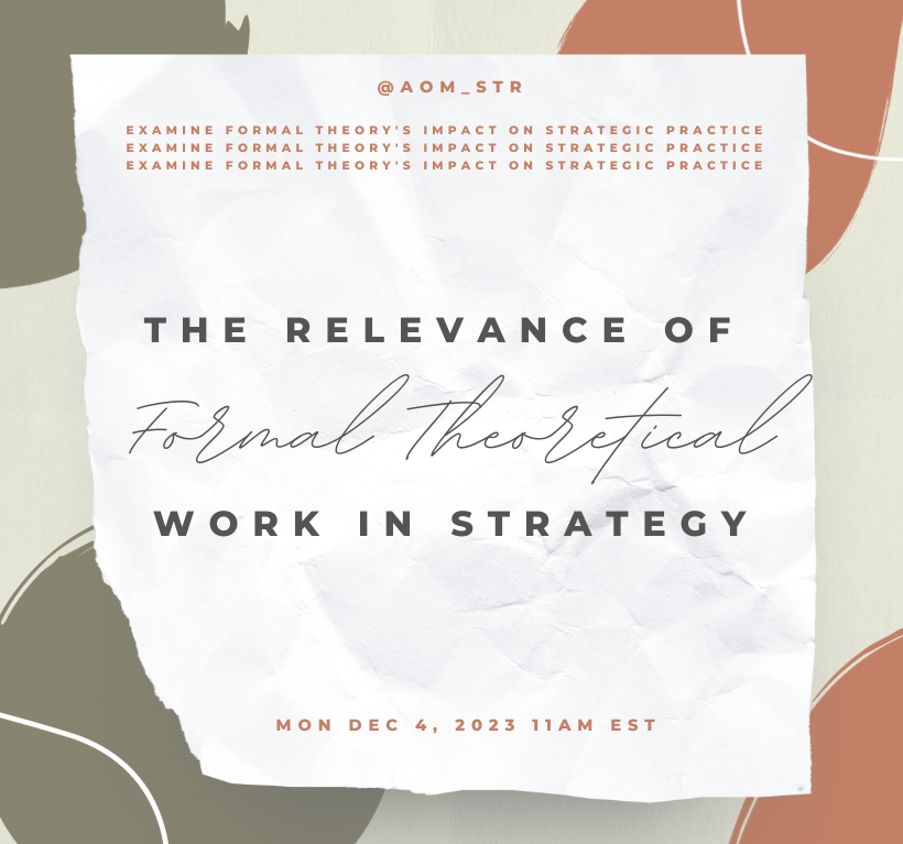STR - Strategic Management Division (@aom_str) on Twitter photo Register➡️us02web.zoom.us/meeting/regist… to join our #STR Virtual Symposium on "The Relevance of Formal Theoretical Work in Strategy" on Dec 4, 2023 11am EST, with Christina Fang, Mike Ryall, Phebo Wibbens <a href="/PheboWibbens/">Phebo Wibbens</a>, & Martin Reeves, hosted by Koen Heimeriks & Louise Mors 😎 Register➡️us02web.zoom.us/meeting/regist… to join our #STR Virtual Symposium on "The Relevance of Formal Theoretical Work in Strategy" on Dec 4, 2023 11am EST, with Christina Fang, Mike Ryall, Phebo Wibbens <a href="/PheboWibbens/">Phebo Wibbens</a>, & Martin Reeves, hosted by Koen Heimeriks & Louise Mors 😎