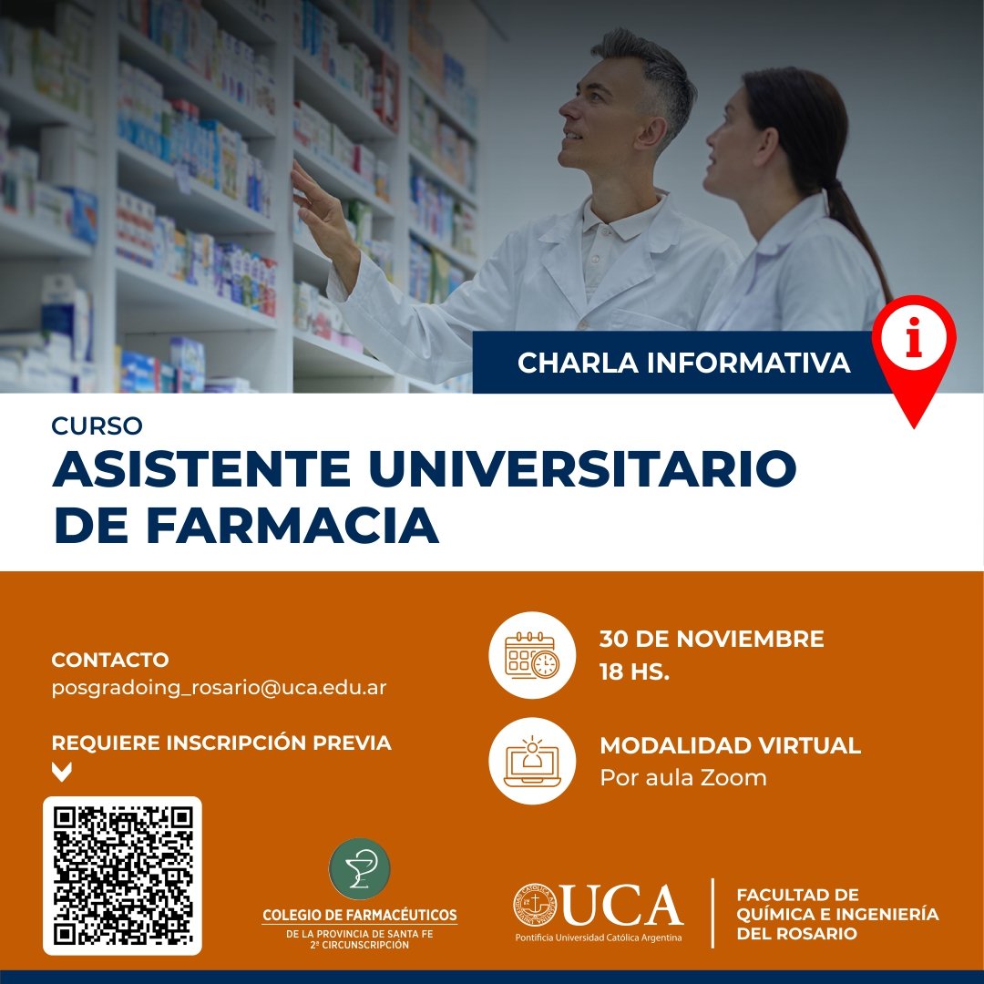 PatriciaYovaldi's tweet photo. ASISTENTE UNIVERSITARIO DE FARMACIA. Invitación a charla informativa 30/11. #CURSOS #farmacia https://t.co/1VJZeDpdl5