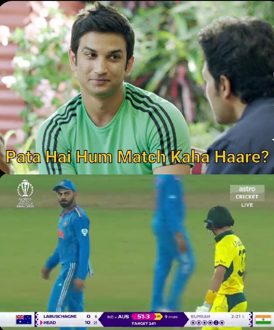 YoRahul007's tweet photo. pata hai hum match kaha haare?
#INDvsAUS #INDvsAUSfinal #Worldcupfinal2023 https://t.co/JFj6BOV3ym