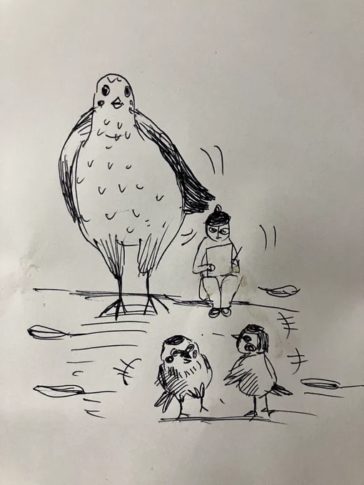 今日の三分絵描き「白川、スズメばかし描くけどオレも描いてもらってもいいんだぜ」とそっとアピールしてくる土鳩。 