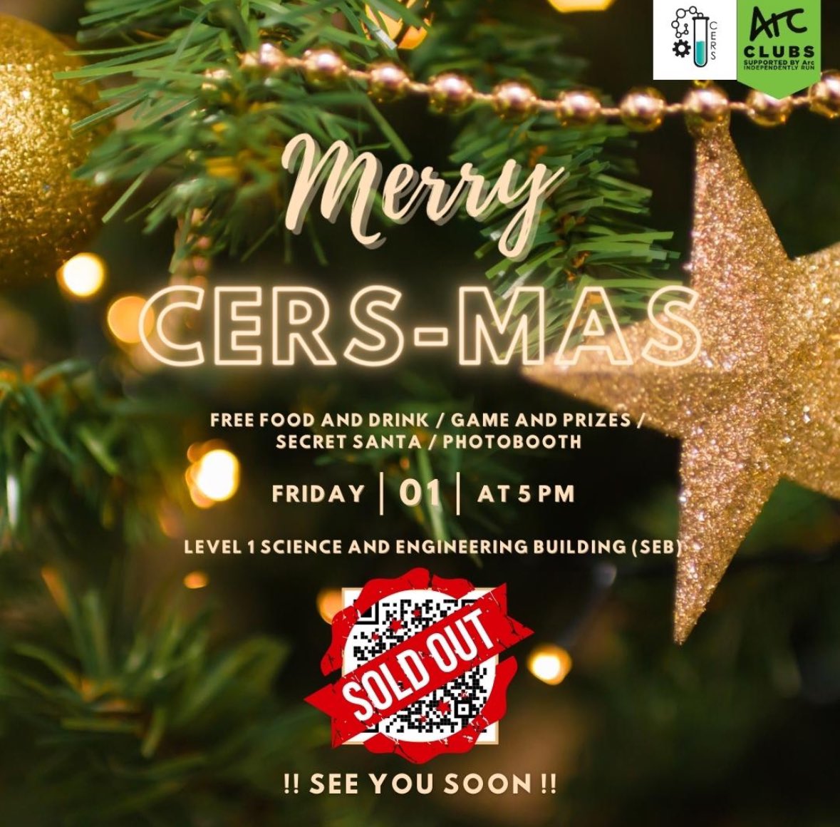 CersUnsw's tweet photo. ‼️Ticket Sold Out ‼️

🎄🎉'𝙏𝙞𝙨 𝙩𝙝𝙚 𝙎𝙚𝙖𝙨𝙤𝙣 𝙩𝙤 𝙎𝙥𝙖𝙧𝙠𝙡𝙚! 𝙎𝙚𝙚 𝙮𝙤𝙪 𝙖𝙩 𝘾𝙀𝙍𝙎-𝙈𝘼𝙎 𝙋𝙖𝙧𝙩𝙮!🎄🎉

🎁 Highlights:
•Food &amp; Drink
•Game and Prize
•Secret Santa
•Photobooth

🎄𝙎𝘼𝙑𝙀 𝙏𝙃𝙀 𝘿𝘼𝙏𝙀 𝘼𝙉𝘿 𝙅𝙊𝙄𝙉 𝙐𝙎 🎄 https://t.co/K6BLBDy8XS