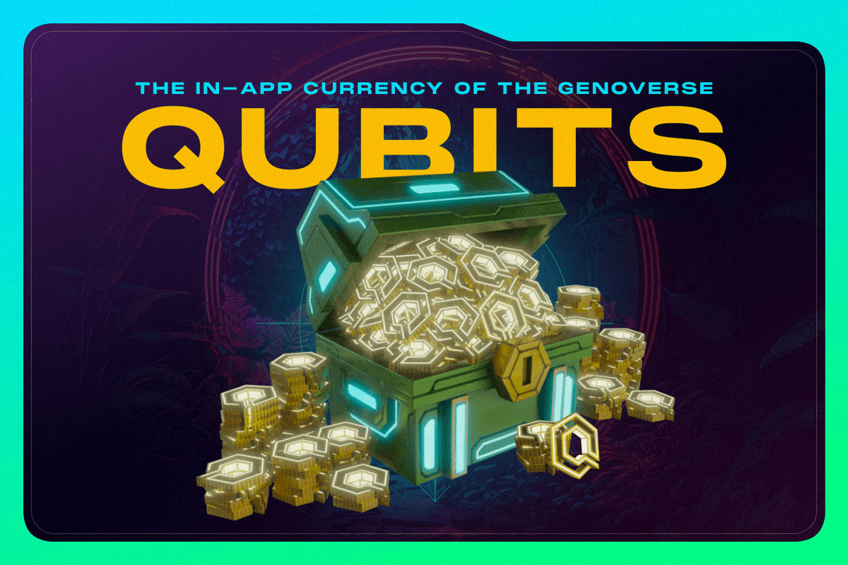 QUBITS—the in-app currency of the Genoverse 💳 Get: Purchase with fiat currency at the in-app Market 🛍️ Use: Acquire non-craftable items at the In-App Shop. Extend Arcade runs to unlock better rewards & top the leaderboard 🤝 Soon: Quibits will power P2P Marketplace purchases