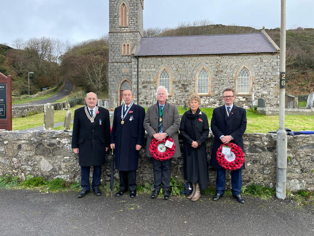 ALieutenancy's tweet photo. Yesterday the Earl of Antrim, DL, represented the Lord-Lieutenant at the Service of Remembrance on Rathlin and laid a wreath on his behalf. A short ceremony also took place at sea to commemorate HMS Drake. The High Sheriff of Co. Antrim, @PTWMackie, &amp; @CatharineHoey attended https://t.co/NpExzuoaXJ