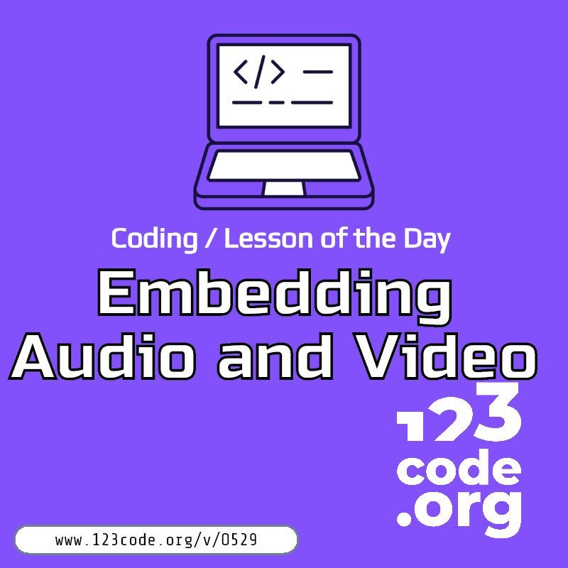 123codeorg's tweet photo. Unlock the power of multimedia in your students' projects! 🚀🎧 Dive into our Lesson of the Day: Embedding Audio and Video, and teach them how to enhance their web pages using HTML5. 🌐💻

https://t.co/VuXK6J1tRC

#Coding #DigitalSkills #LessonOfTheDay #EdTech #HTML5 📚👩‍🏫 https://t.co/v8h5hrJXmf