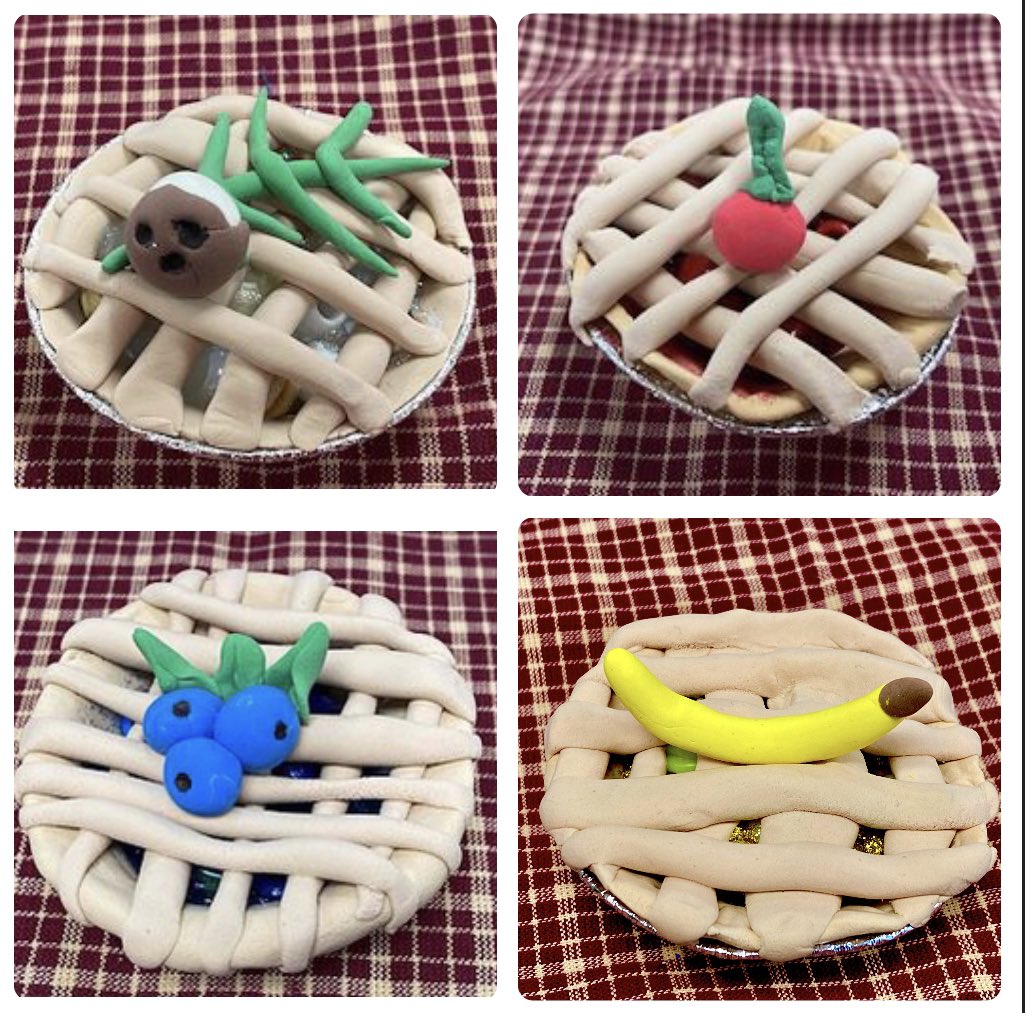 ArtmommaJohnson's tweet photo. Second graders “baked” their own pies by substituting Art supplies for edible ingredients. Our dough was model magic, fruit-beads, sugar- colored sand. We loved pretending to be bakers and even making a lattice crust!
#aacpsARTgrows
#AACPSAwesome
#AACPSVisualArts
#GBParkAACPS https://t.co/TGipnaqKZ1