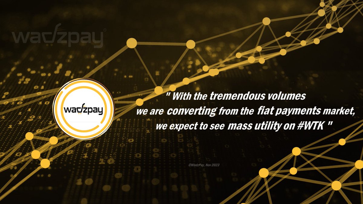 JustYohan's tweet photo. " $WTK will be used as the transaction #fee currency on #WPC"
@WadzPay, Nov 2023
#WadzPay #WTK $WTK #CBDC #WPC #Wearewadzpay #MassAdoption #MassUtility #FeeCurrency #WadzPAYPAL https://t.co/zIS2oKbinN