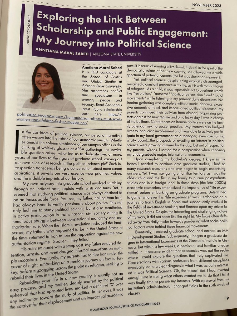 Anntiana's tweet photo. Thank you to @APSAtweets for letting me share my story. @ASU_SPGS https://t.co/3oPV79iUGB
