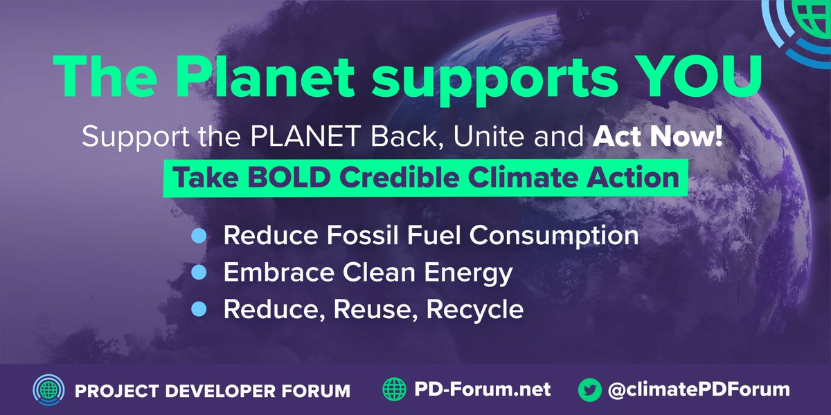 The Planet supports YOU ... 

Support the PLANET Back ... Unite and Act Now! 

Take BOLD Credible Climate Actions ...

- Reduce Fossil Fuel Consumption
- Embrace Clean Energy
- Reduce, Reuse, Recycle 

#COP28 #LeadOnClimate #ClimateChange #CredibleClimateAction @COP28_UAE