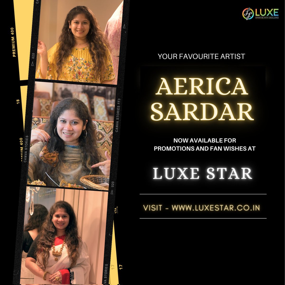 luxestarindia's tweet image. One of the most amazing and the Food &amp;amp; Travel enthusiast,  AERICA SARDAR is now available on Luxe Star. 

Get your brand promoted with her today or get a personalized video message from her for your loved ones at the best discounted prices. 
#INDvsAUSFinal #luxestarindia
