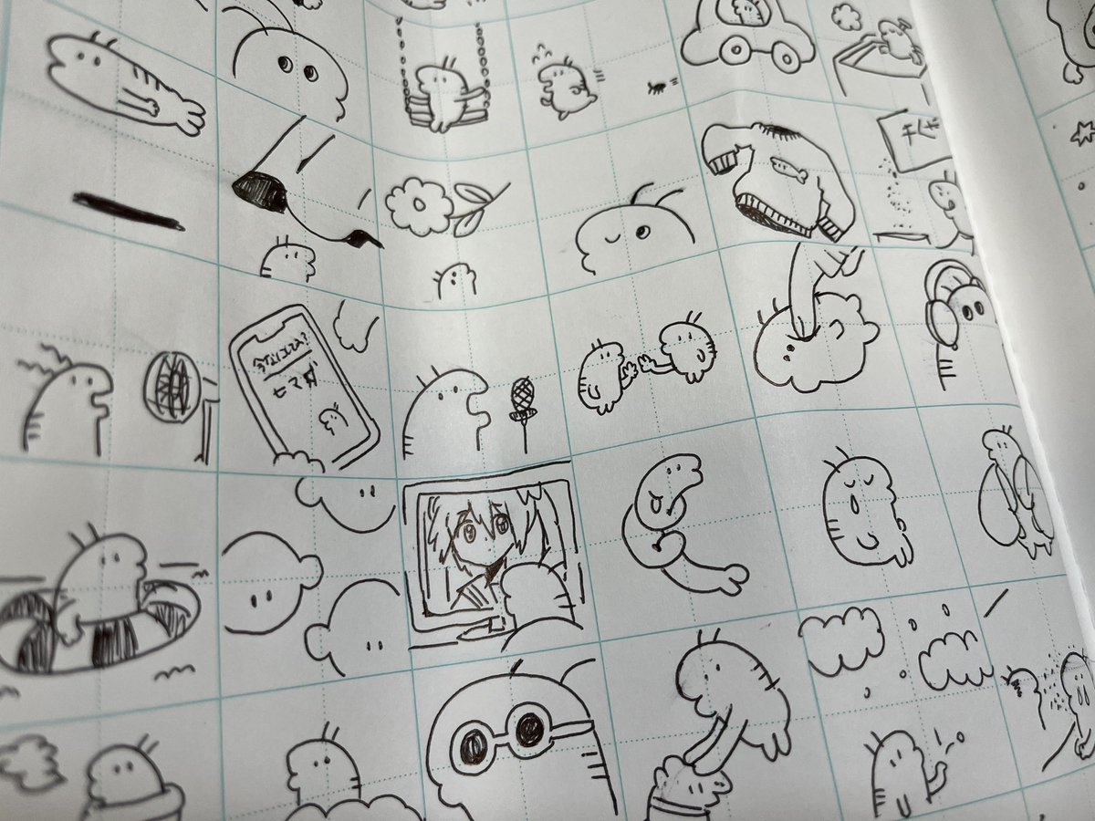 学習ノートにちまちま描いてたんだけど、折れてしわしわになっちゃった🌷 