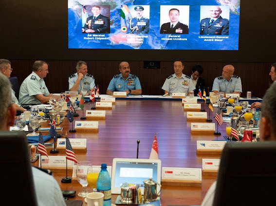 JASDF_PAO_ENG's tweet photo. Gen Uchikura, COS, #JASDF exchanged views on necessary cooperation for the stability of the #IndoPaciffic region with air chiefs in #PACS23 We will work toward strengthening relationships with representatives of the respective countries. Read more : https://t.co/xJjmlWB9CO https://t.co/Y0zaDGsVVw