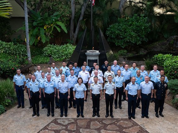 JASDF_PAO_ENG's tweet photo. Gen Uchikura, COS, #JASDF exchanged views on necessary cooperation for the stability of the #IndoPaciffic region with air chiefs in #PACS23 We will work toward strengthening relationships with representatives of the respective countries. Read more : https://t.co/xJjmlWB9CO https://t.co/Y0zaDGsVVw