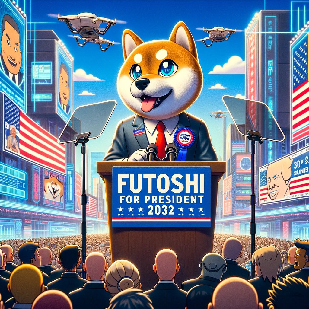 FutoshiNakamoto's tweet photo. @elonmusk BREAKING: In a stunning turn of events, #Futoshi has announced its bid for the 2032 presidency. Experts say this could be the first step towards a 'Paw-litical' revolution! ๐ถ๐ #DogePresident2032 #Cryptocracy
#Futoshi2032 #DogesInOffice #PawsAndLaws #DecentralizeTheKennel https://t.co/HugslOLmye