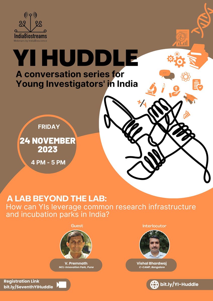 IndiaBioscience's tweet photo. A quick reminder, our seventh #YIHuddle is around 👀
Did you register yet? 🤩
📅 November 24, 2023 | 4:00 - 5:00 P.M. IST.
💻 To register: https://t.co/84lUaS10aE
⌛ More details 👉 https://t.co/ivrYO7hB28
Look forward to seeing you all! 🤝 https://t.co/GIUaZ8qXuC