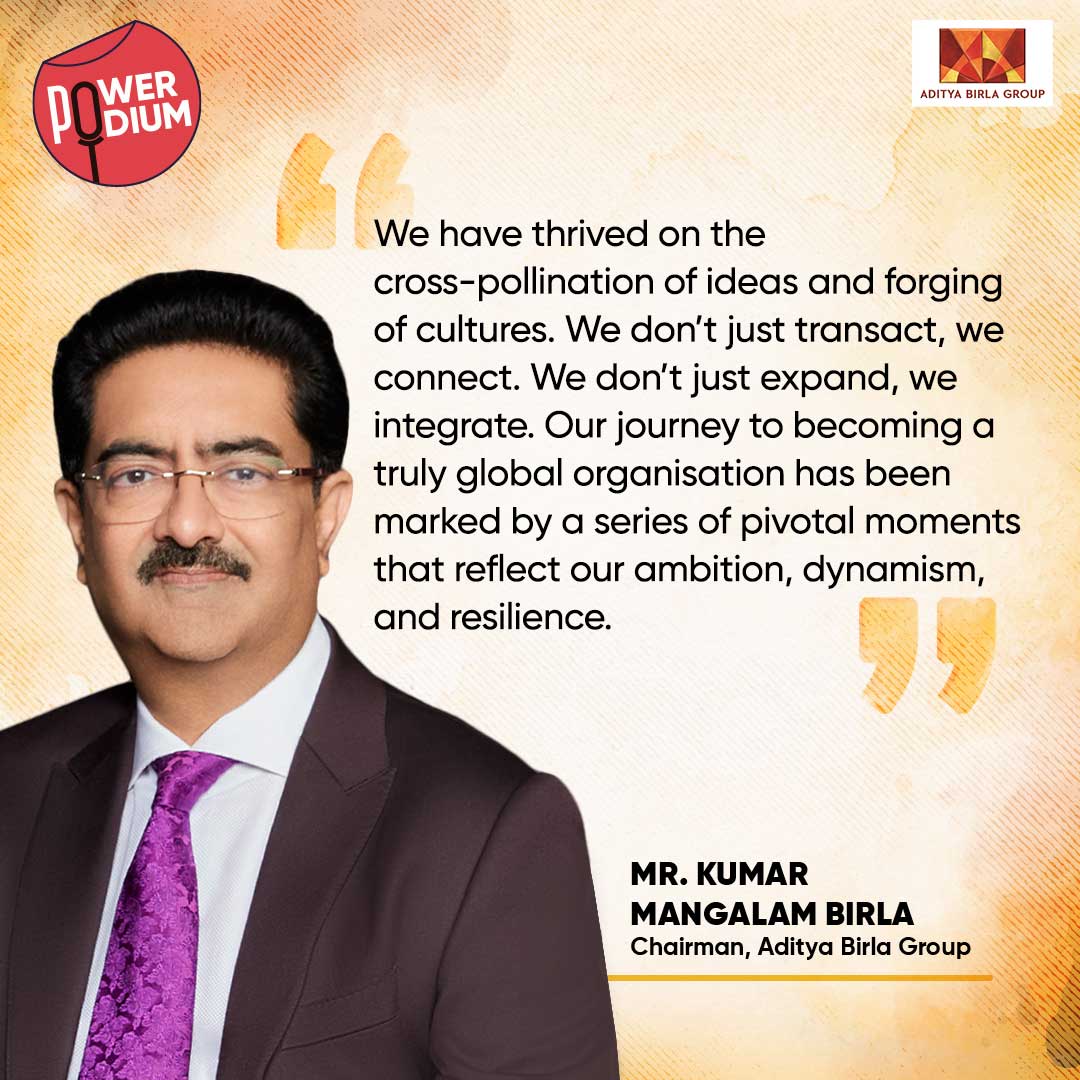 AdityaBirlaGrp's tweet photo. A global presence becomes possible when we are in touch with cultural truths, says our Chairman, Mr. Kumar Mangalam Birla.

#AdityaBirlaGroup
#BigInYourLife
#OurPurposePaintsOurStory
#MrKumarMangalamBirla
#PowerPodium https://t.co/OZnobMXhK6