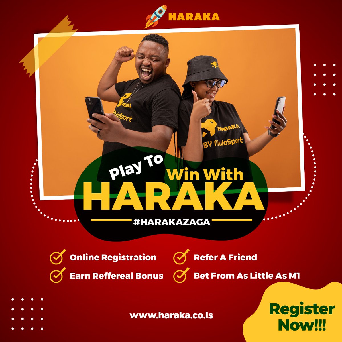 mulasport_les's tweet photo. New week, new game plan! 🔥 Let's try again with Haraka, play more to win more. 💯 The game is on! 🎯 #Haraka #PlayToWin https://t.co/xseE2QrNP7