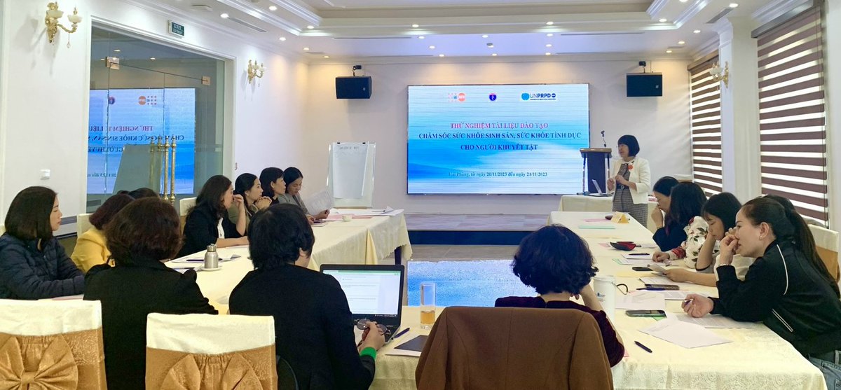 A training material is pre-tested among Hai Phong health providers. UNFPA is supporting to Ministry of Health🇻🇳to roll out its national guideline to provide sexual &amp; reproductive health services for people with disabilities to improve their access to these services.
#UNPRPD