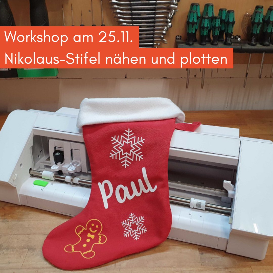Am 25.11. könnt Ihr im Rahmen unserer #Weihnachtswerkstatt einen tollen Nikolausstifel nähen und anschließend Personalisieren und Verzieren mittels Schneidplotter und Textilfolie. Weitere Infos und Anmeldung unter fablab-karlsruhe.de/events/weihnac…
🎄🎅🦌🛠️📐🪡✂️🧵