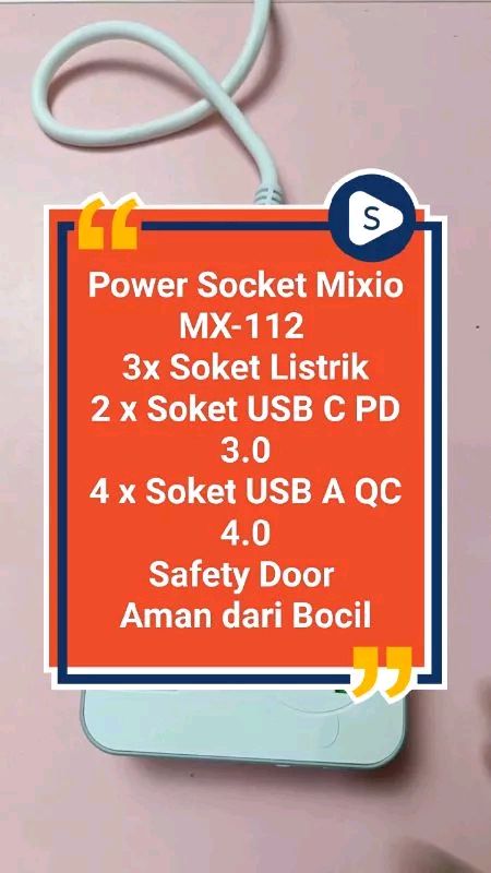 kreatorindie's tweet image. Power Socket Mixio MX-112

3 soket listrik dengan Safetybdoor, aman dari sentuhan bocil
4 soket USB tipe A QC 4.0
2 soket USB tipe C PD 3.0
Tahan panas hingga 750° C 

#powersocket #mixio #fastcharging #quickcharging 
 id.shp.ee/46enyre?smtt=0…