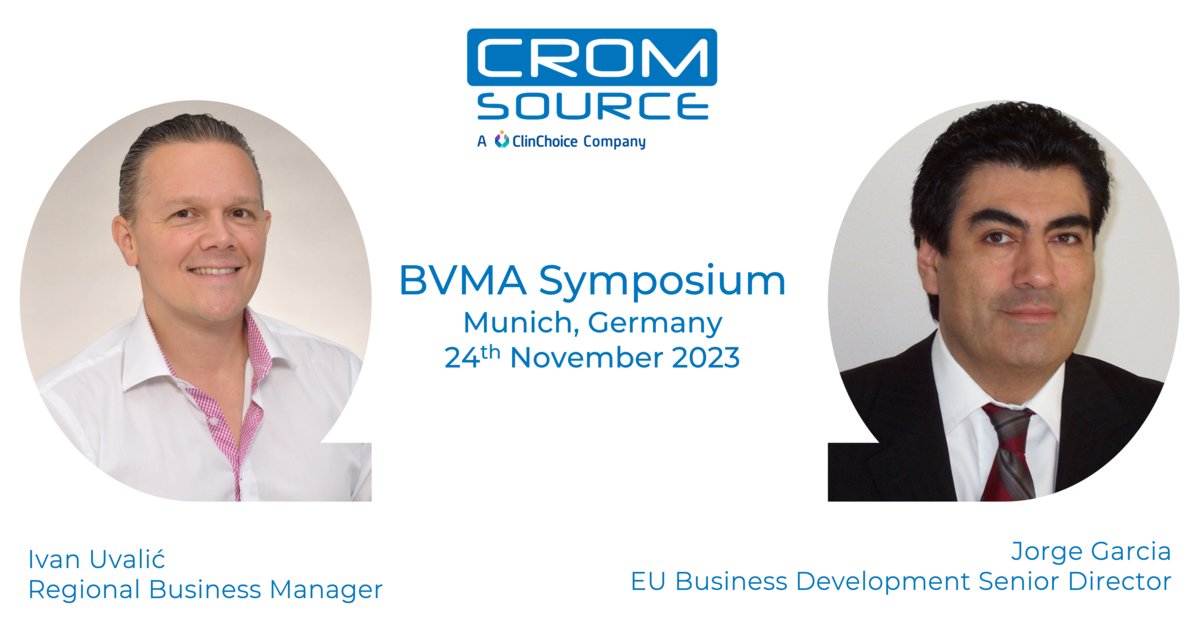 CROMSOURCE's tweet photo. Are you attending the BVMA SYMPOSIUM on November 24, in Munich?
Set up a meeting with Dr. Jorge Garcia Hermosilla and Ivan Uvalić and meet face-to-face to discover our solutions for your clinical development needs.

https://t.co/iakRgjajoY

#bvma #clinicalresearch #solutions https://t.co/WtKAeeznTf