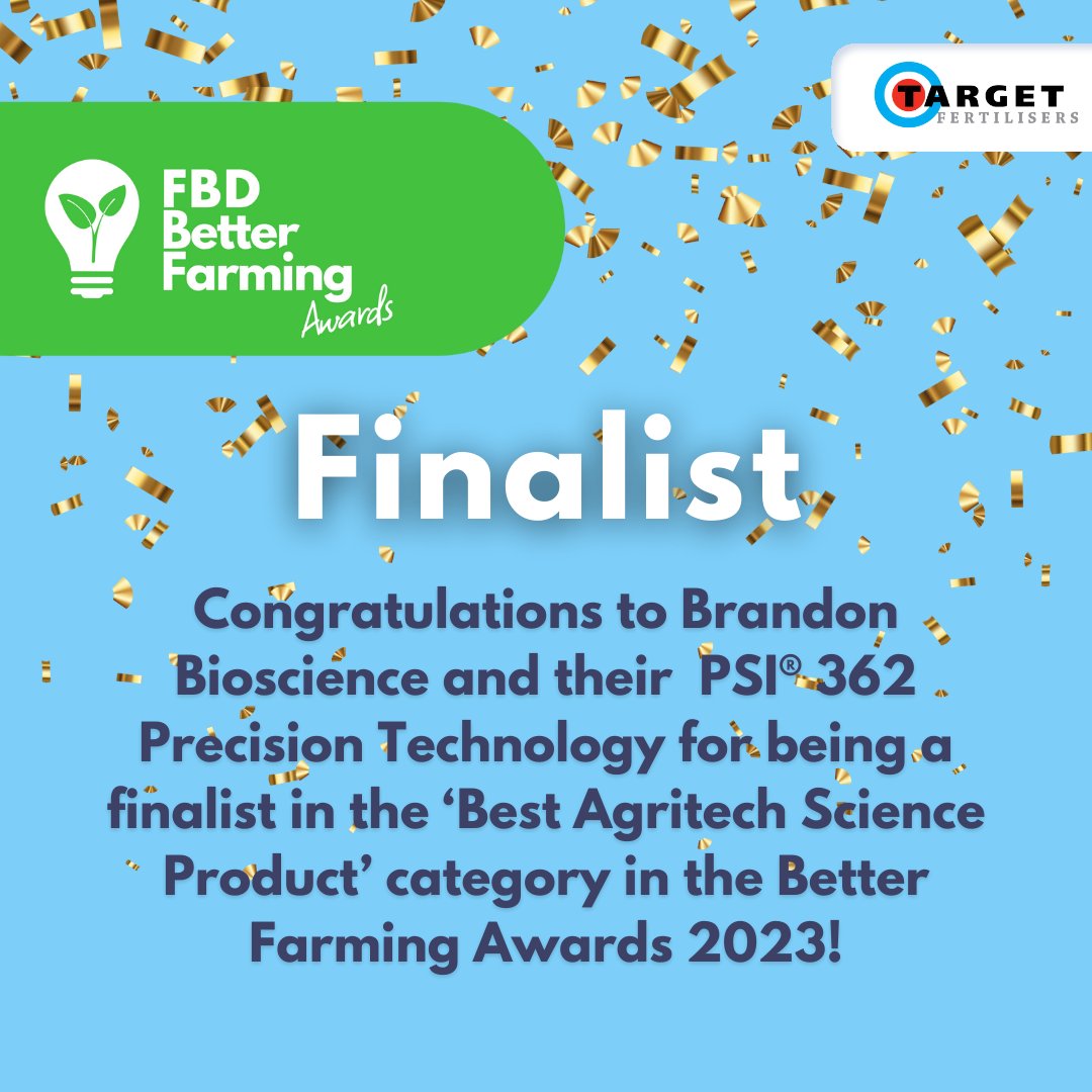 Congratulations to @BrandonBioSc who have been nominated for the 'AgTech Ireland Best Agritech Science Product' in the @Better_Farming Awards!👏

Best wishes from all the team in Target Fertilisers.👍

#BetterFarming #BetterFarmingAwards23 #Finalist